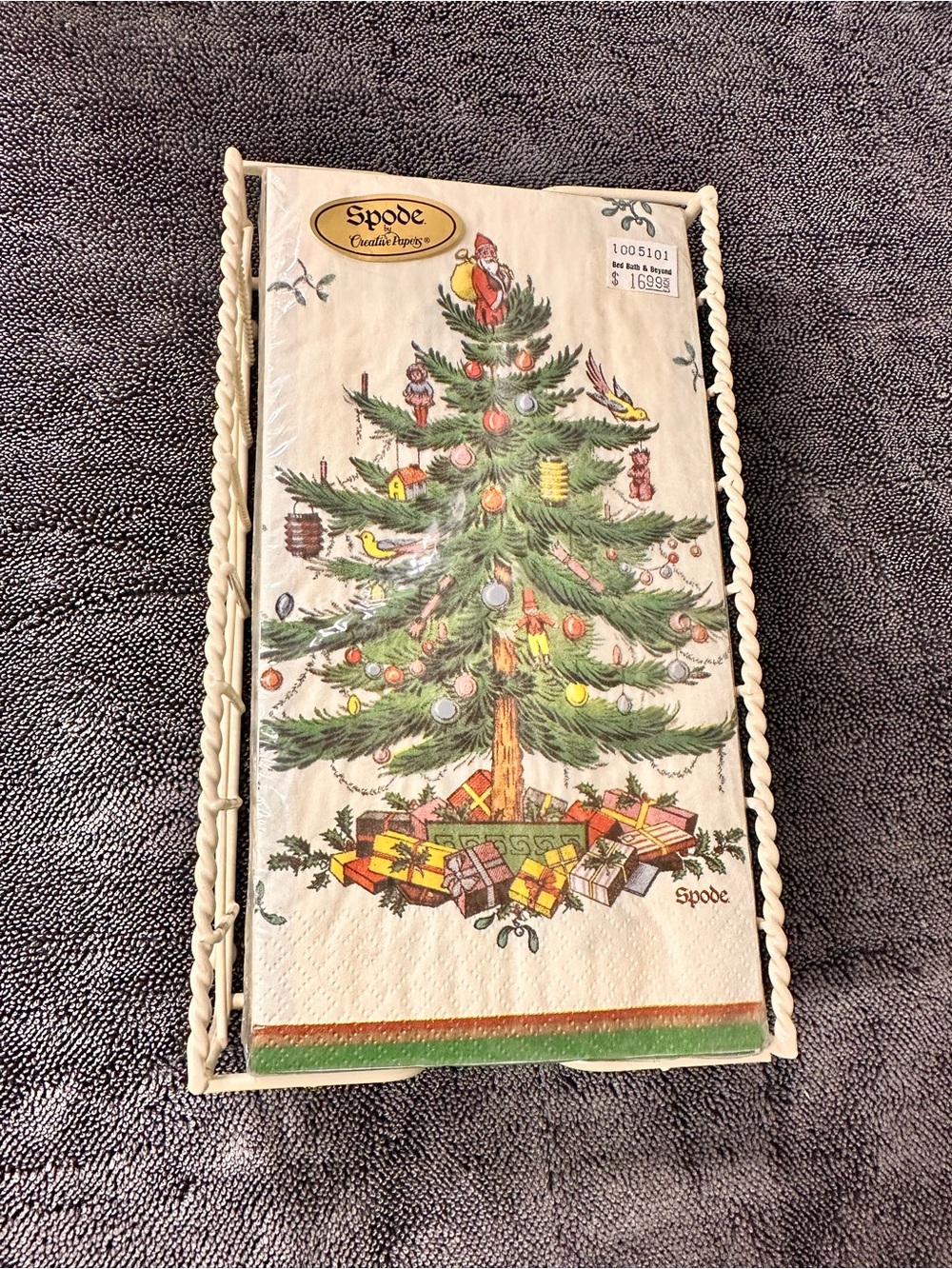 Vintage Spode Christmas Tree Paper Napkins - TWO Packs Of 16 with Napkin Holder